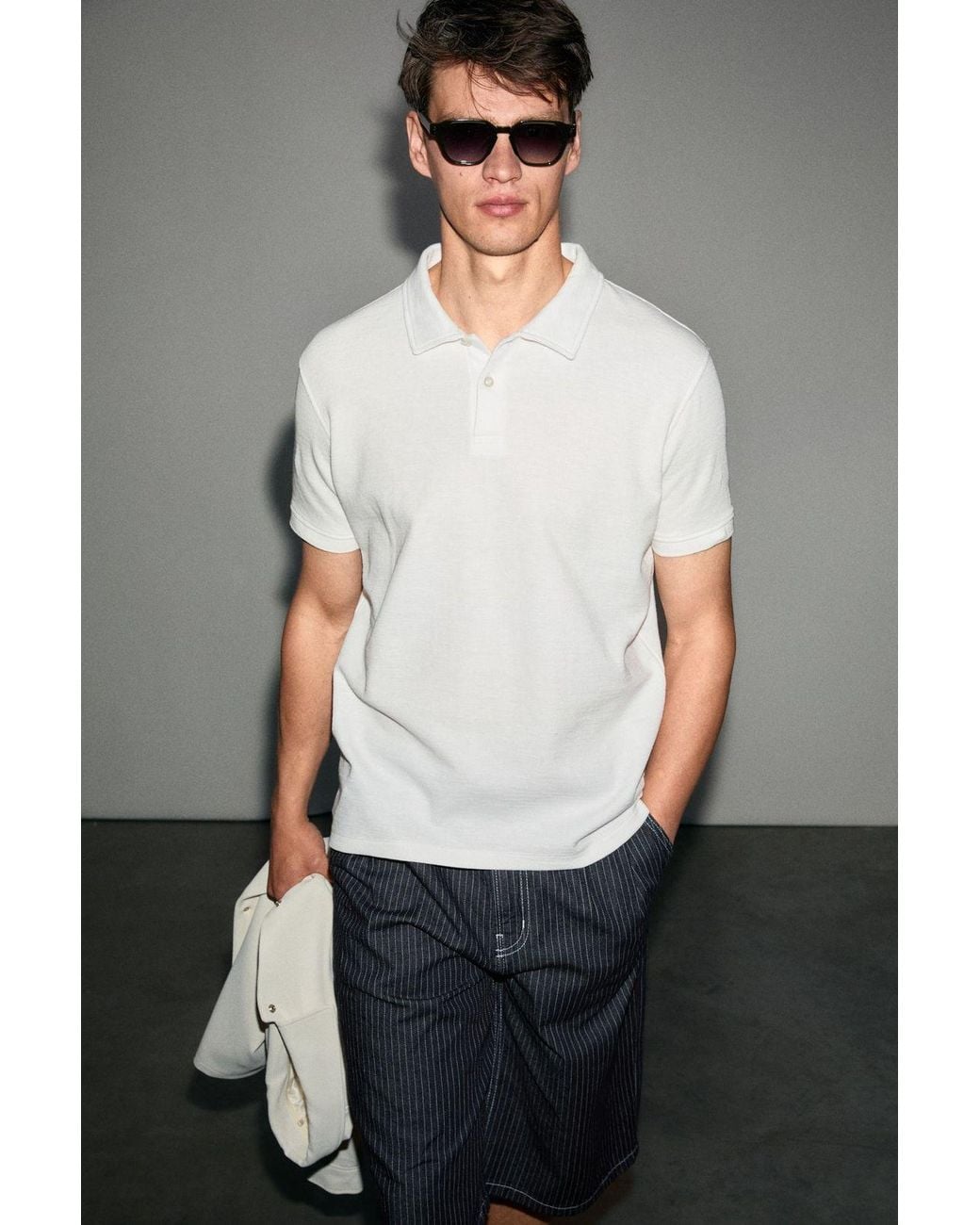 Grimelange White Regular Fit Crew Neck T-Shirt for men