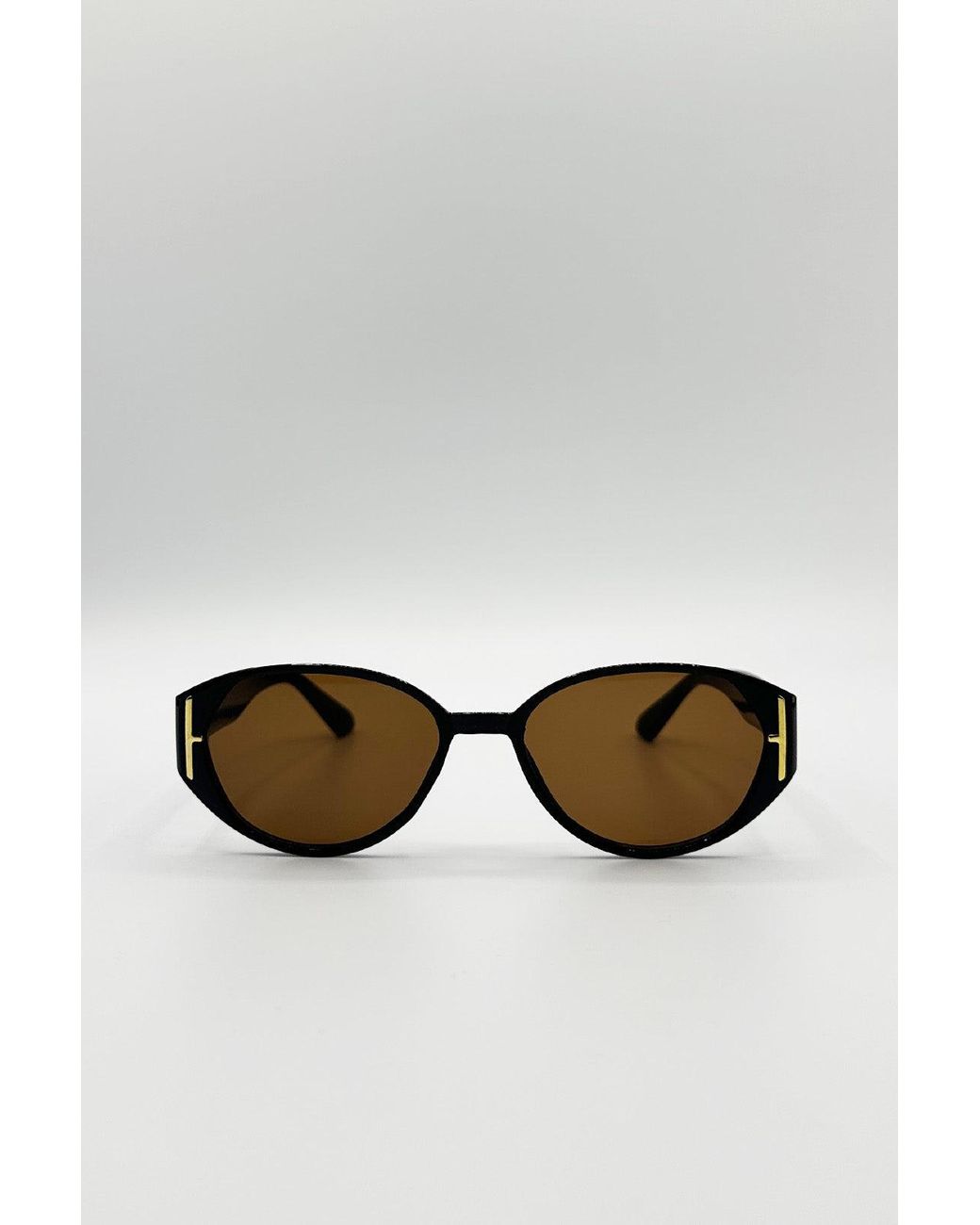 SVNX Natural Round Cat Eye Detail Sunglasses