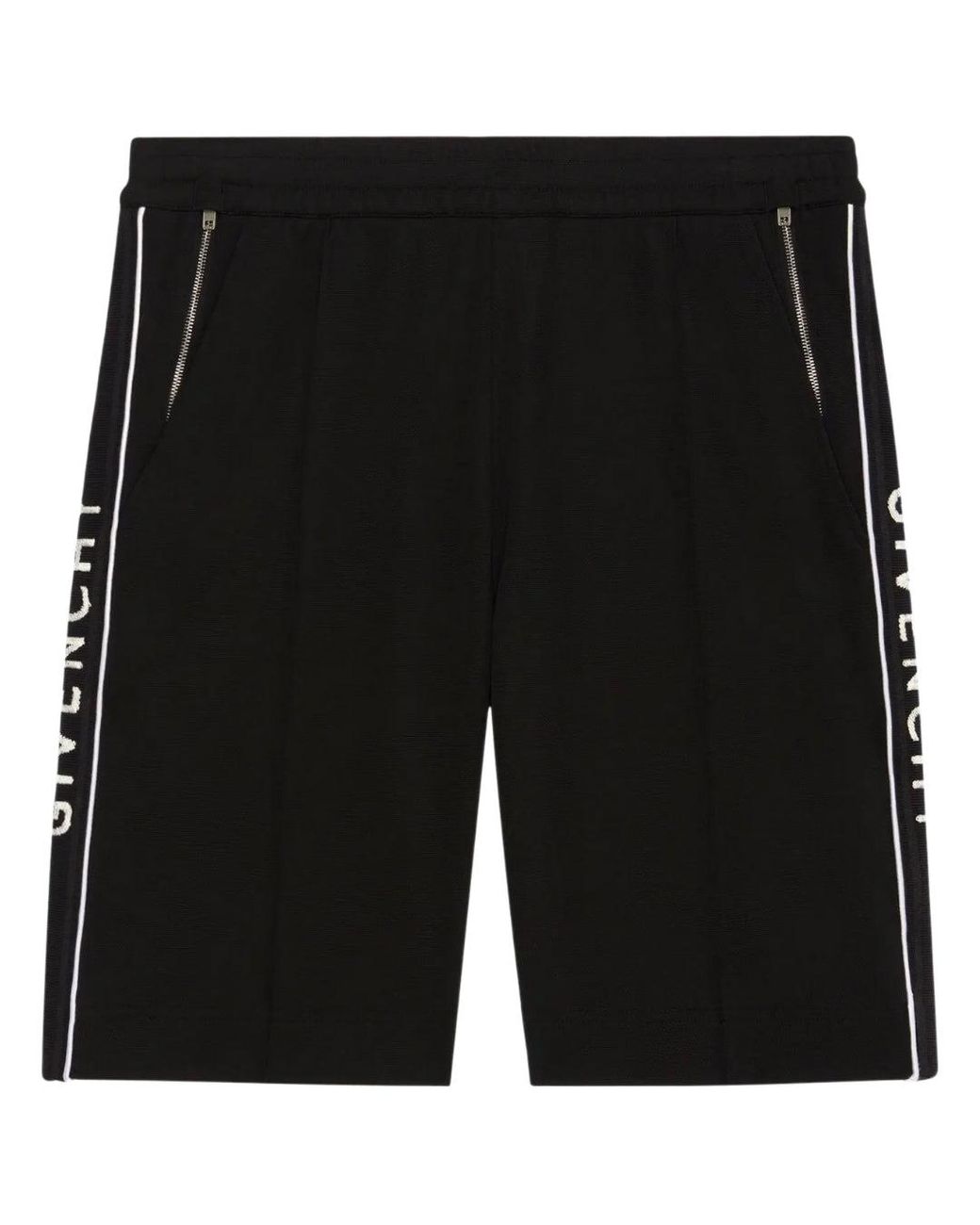 Givenchy Black Classic Fit Branded Side Logo Shorts Cotton for men