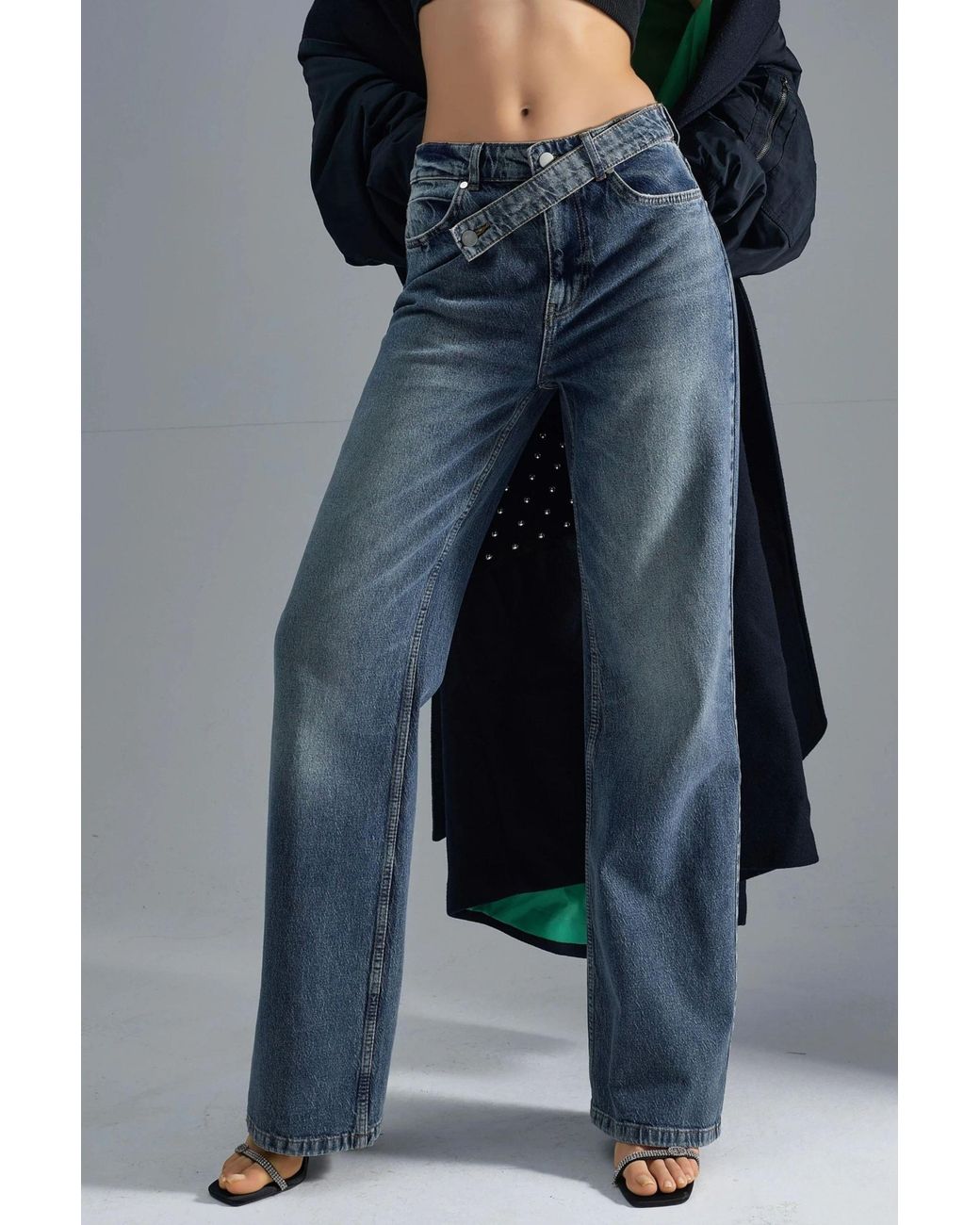 Hiccup Blue Squalo High Waist Wide Leg Denim Jeans