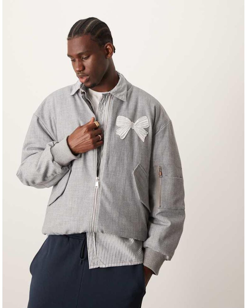 Sister Jane Gray Janeunisex Bow Embroidered Bomber Jacket