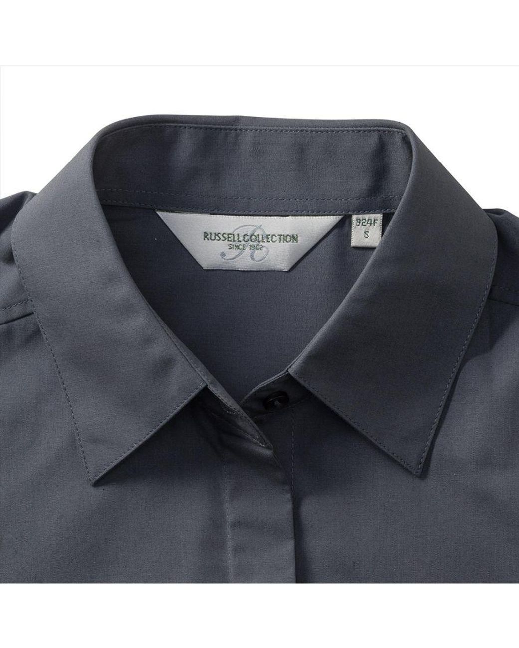 Russell Blue Collection Ladies/ Short Sleeve Poly-Cotton Easy Care Poplin Shirt (Convoy)