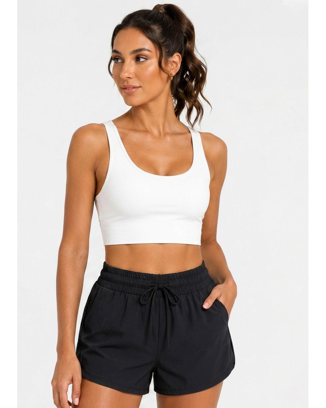 Gini London White Elasticated High Waisted Shorts