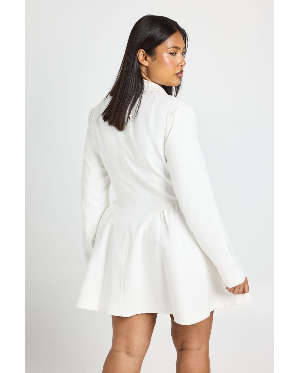 Boohoo White Plus Skater Skirt Blazer Dress