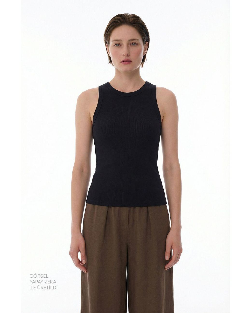 Penti Blue Ribbed Cotton Cami Tank