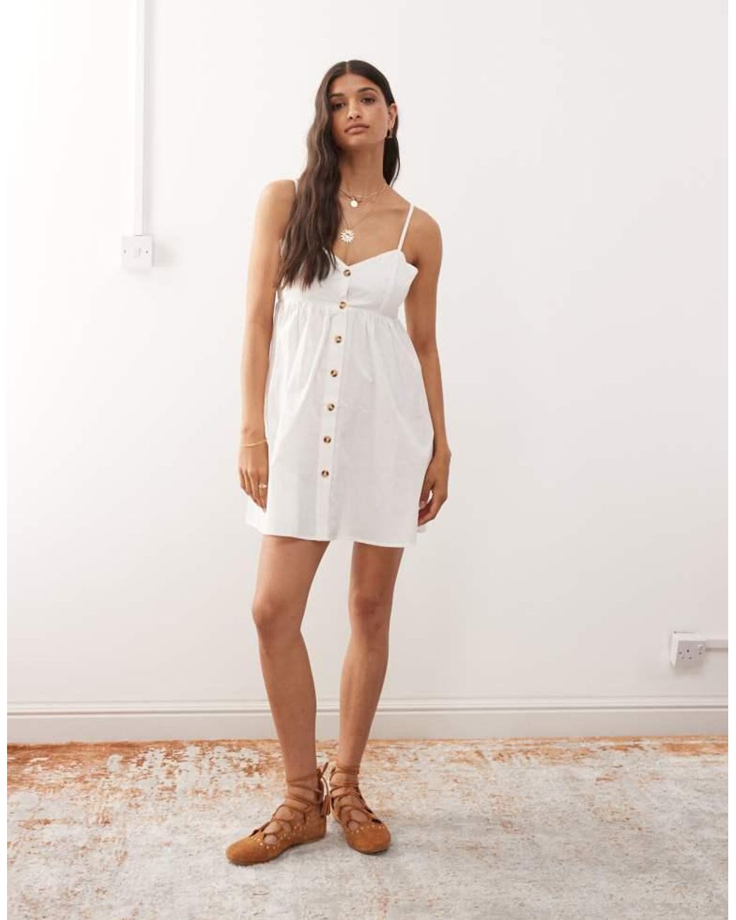 Miss Selfridge Natural Button Through Sun Dress
