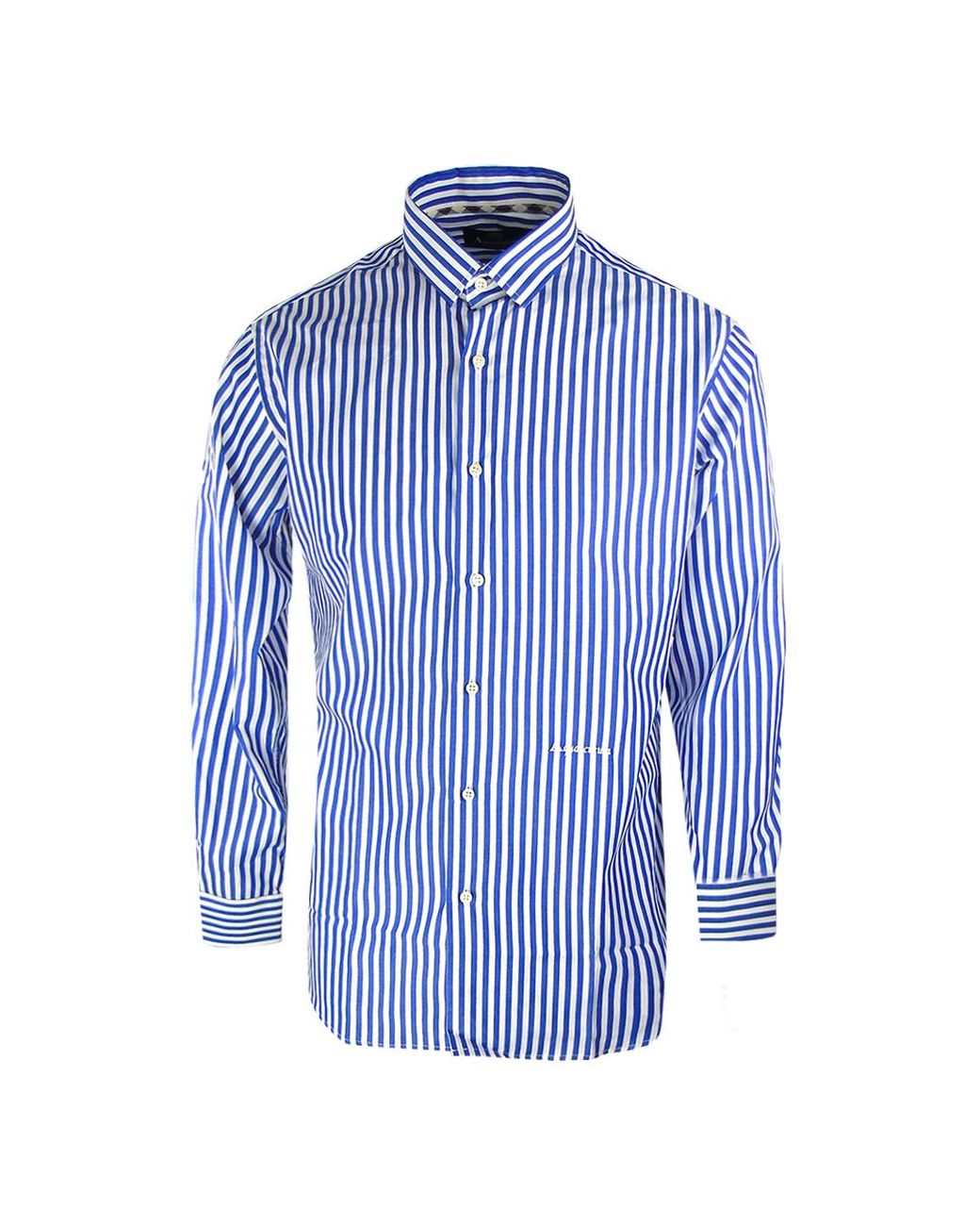 Aquascutum Blue Striped Pattern Long Sleeve Shirt Cotton for men
