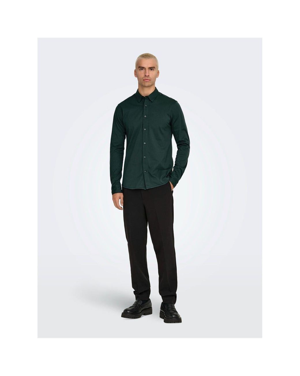 ONLY Green Regular Fit Long Sleeve Shirt for men
