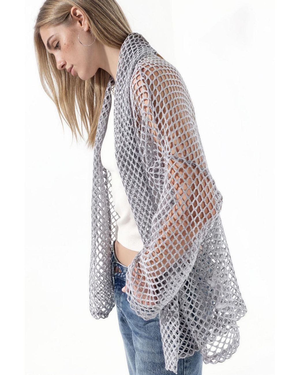 Busem Gray Cotton-Blend Cardigan
