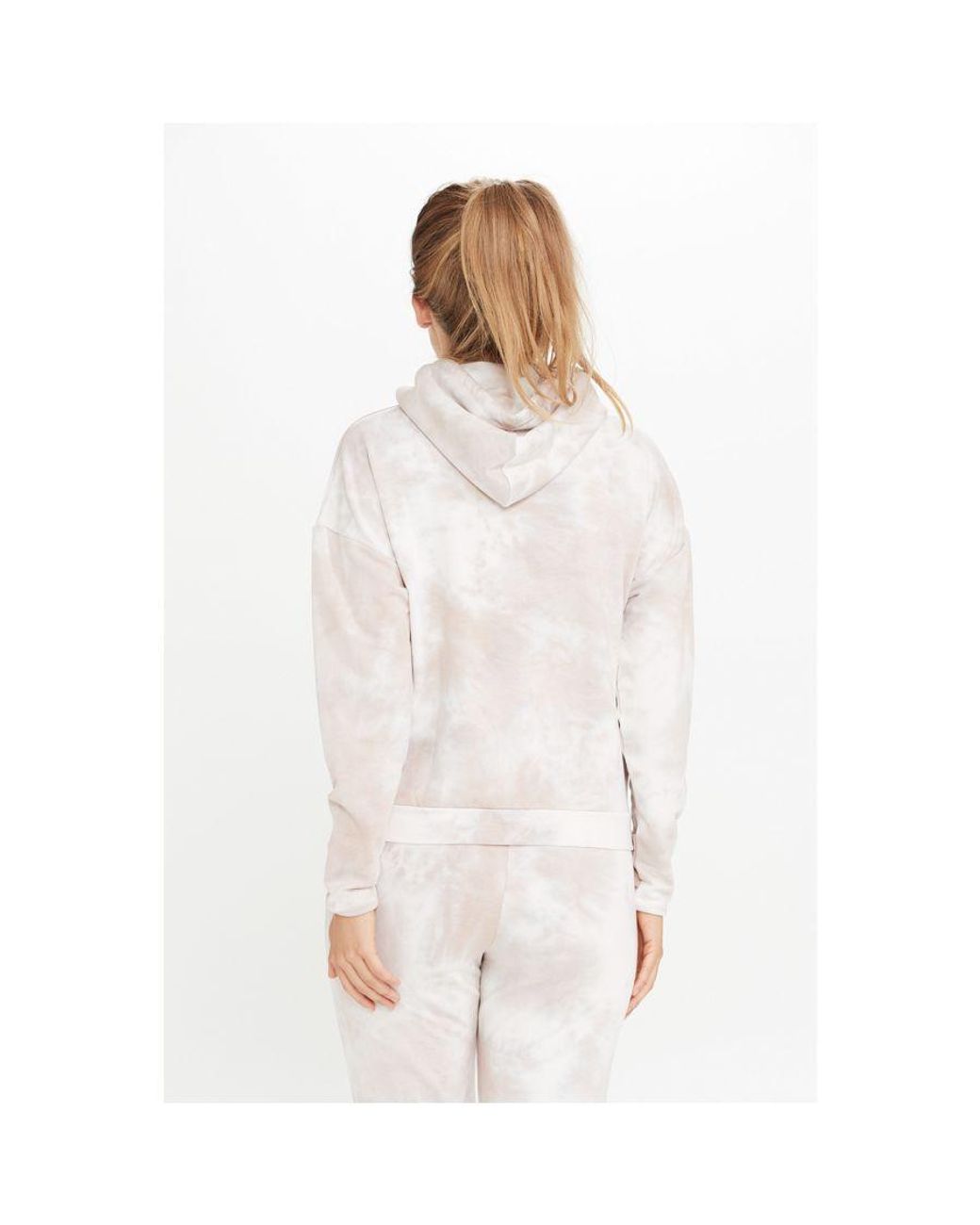 Sosandar White Rose Tie Dye Super Cosy Hooded Sweatshirt Viscose