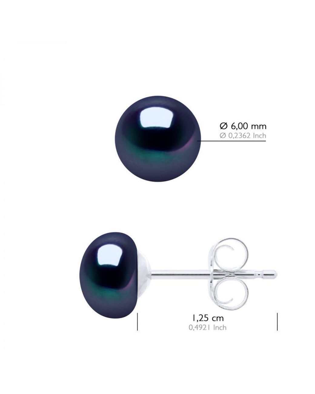 Ateliers Saint Germain Blue Earrings Of 925 And Real Cultured Freshwater Pearls Button 6-7 Mm
