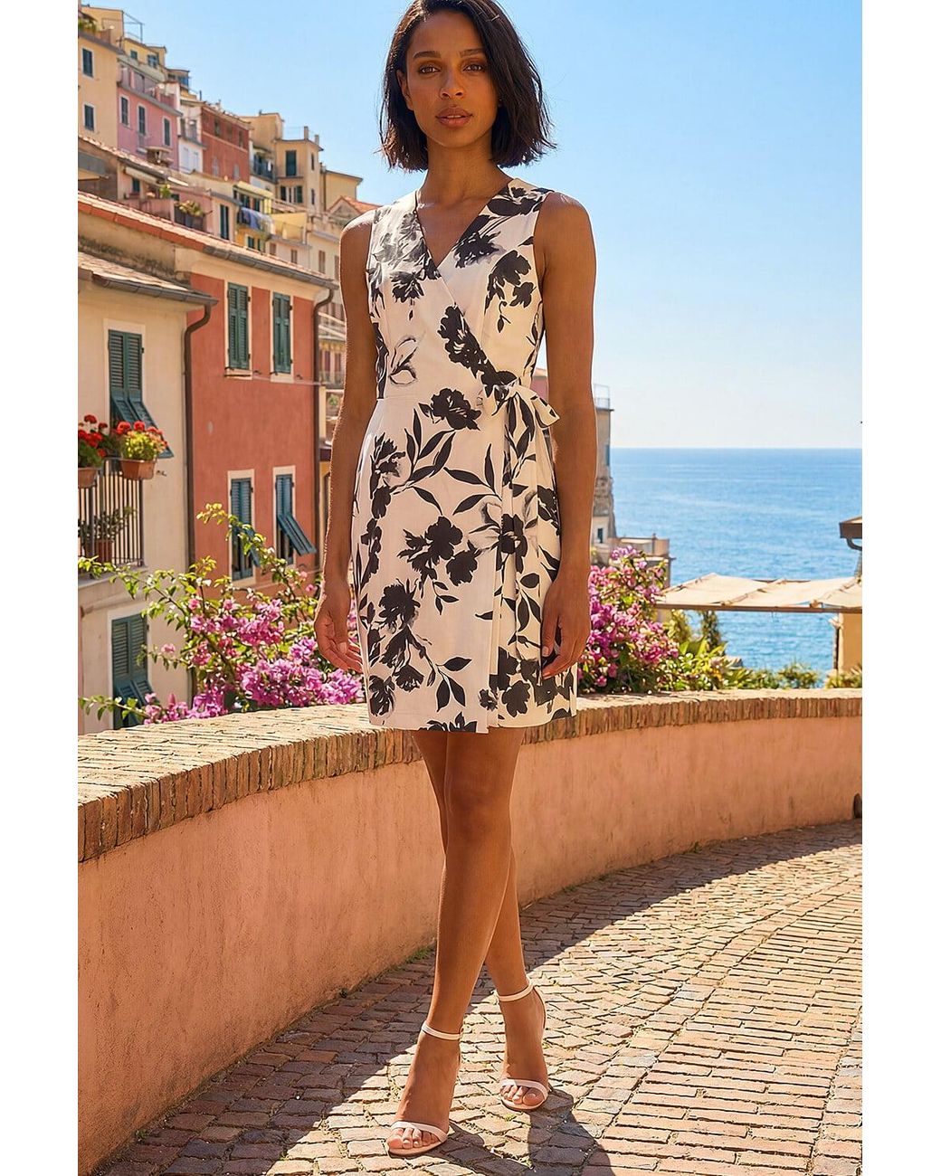 D.u.s.k Brown Floral Wrap Dress