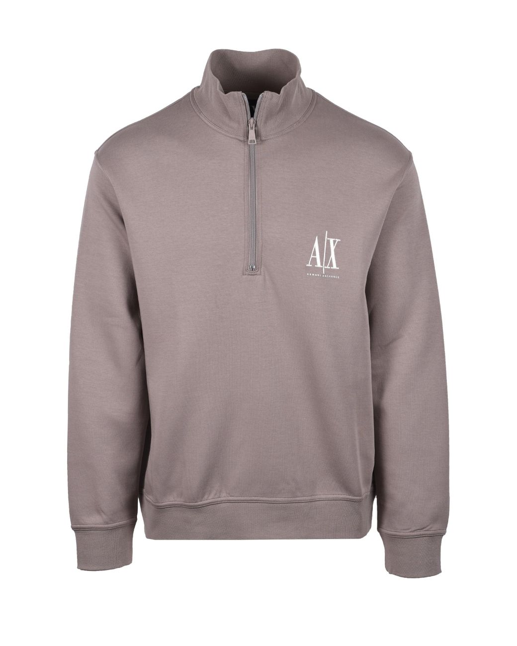 ARMANI EXCHANGE Brown Half Zip Sweatshirt Driftwood for men