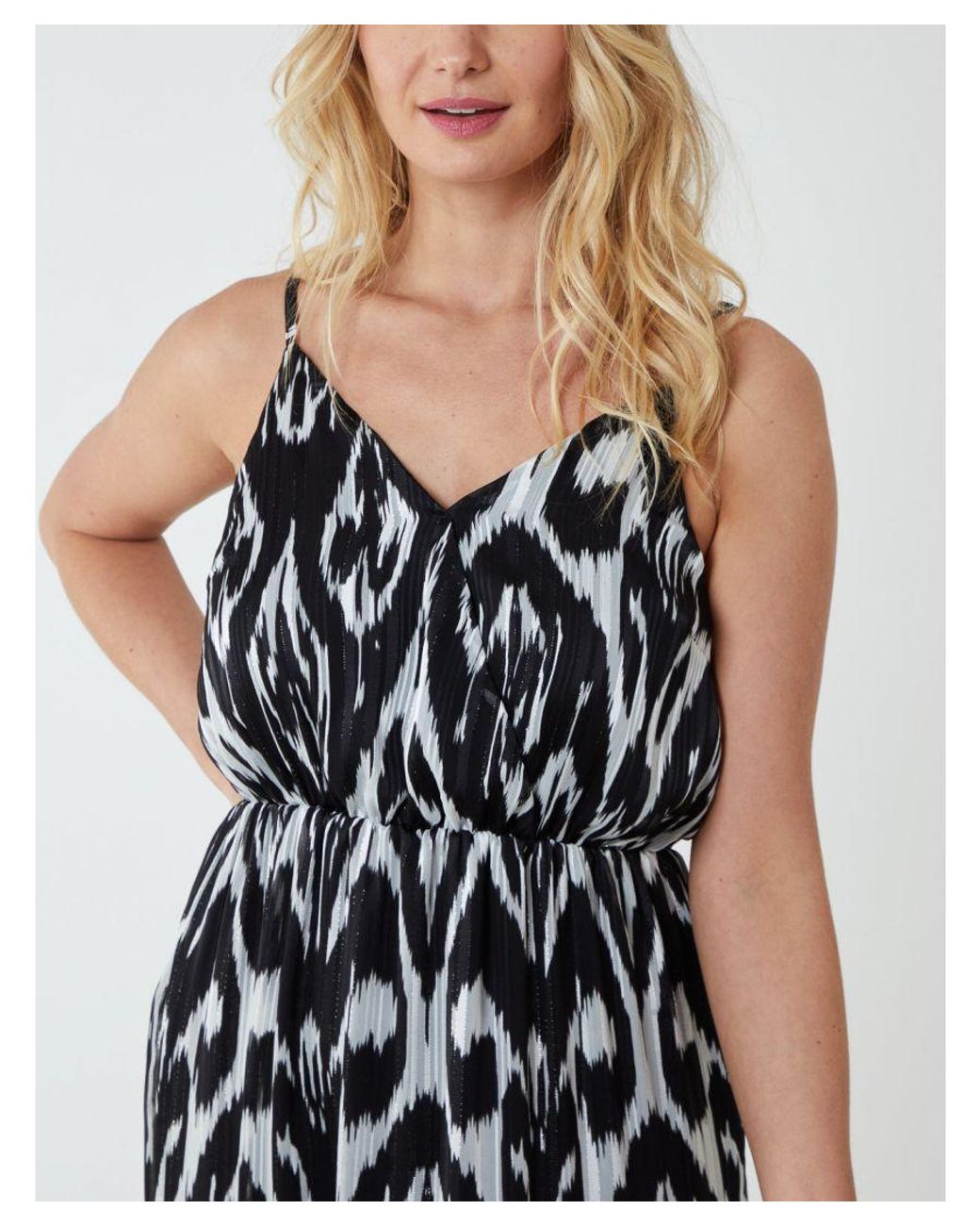 Blue Vanilla White Brushed Print Wrap Dress