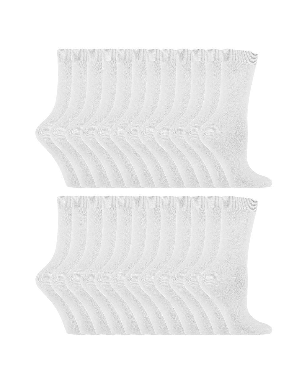 Sock Snob White 24 Pairs Ladies Plain Cotton Rich Dress Socks
