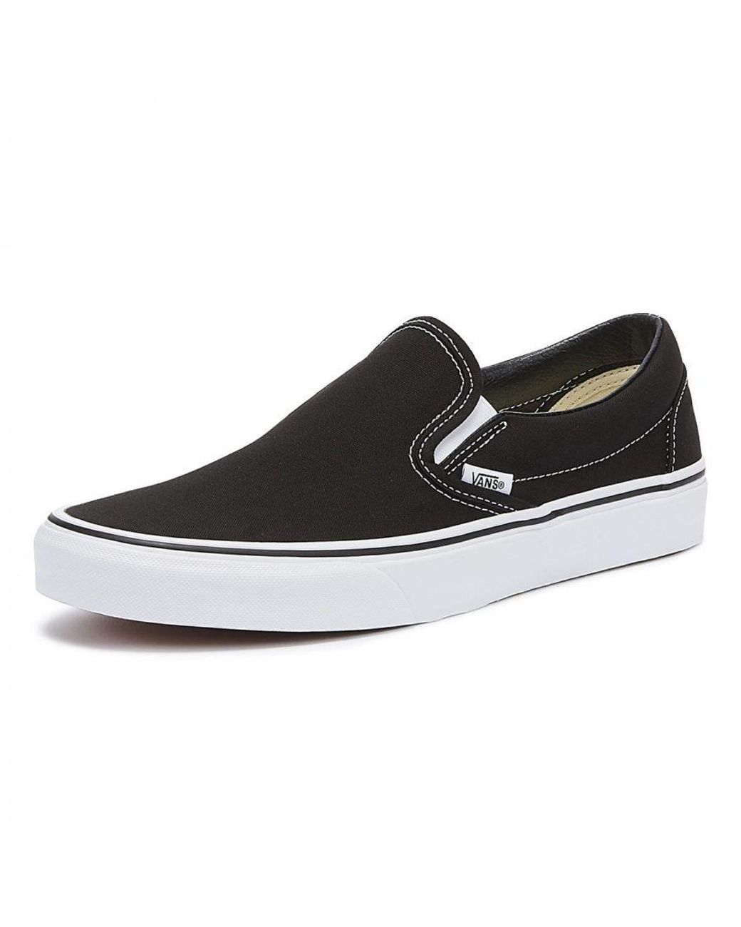 Vans Black Classic Slip On Canvas Trainers Rubber