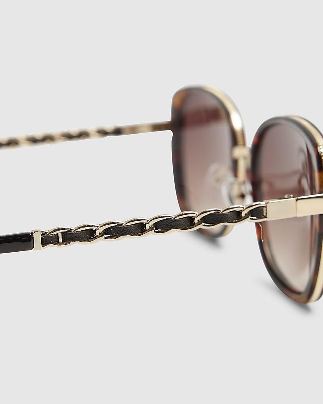 River Island Natural Sunglasses Tortoise Metal Glam Weave