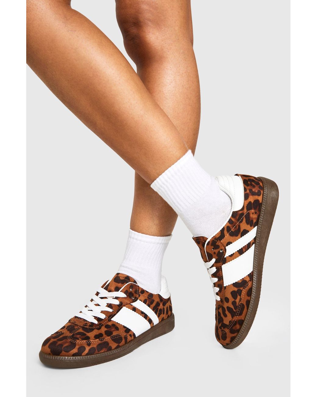 Boohoo White Print Striped Trainers