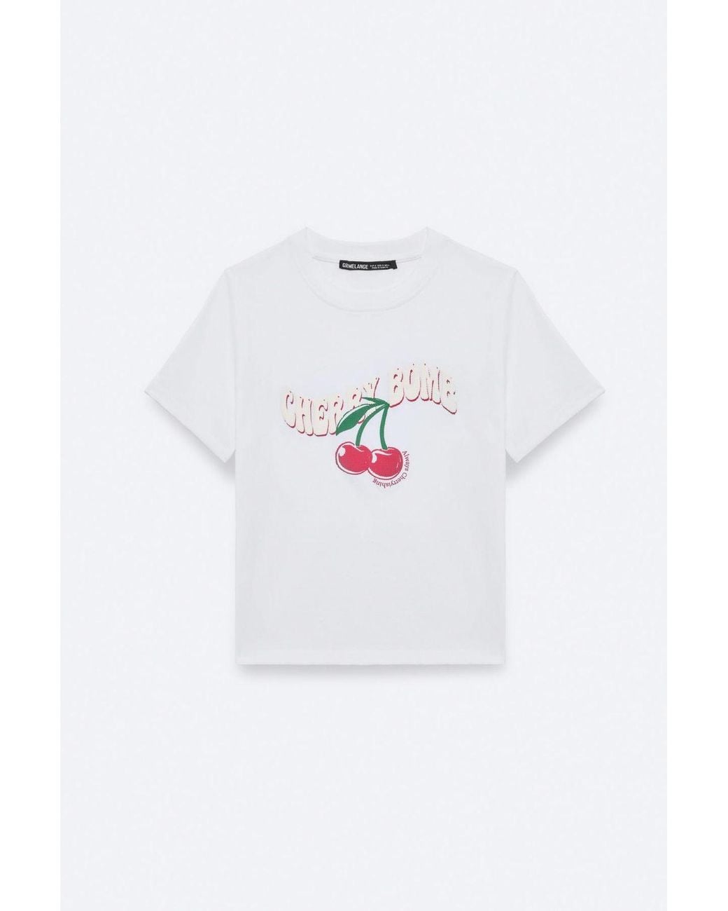 Grimelange White Oversized Printed Crew Neck T-Shirt