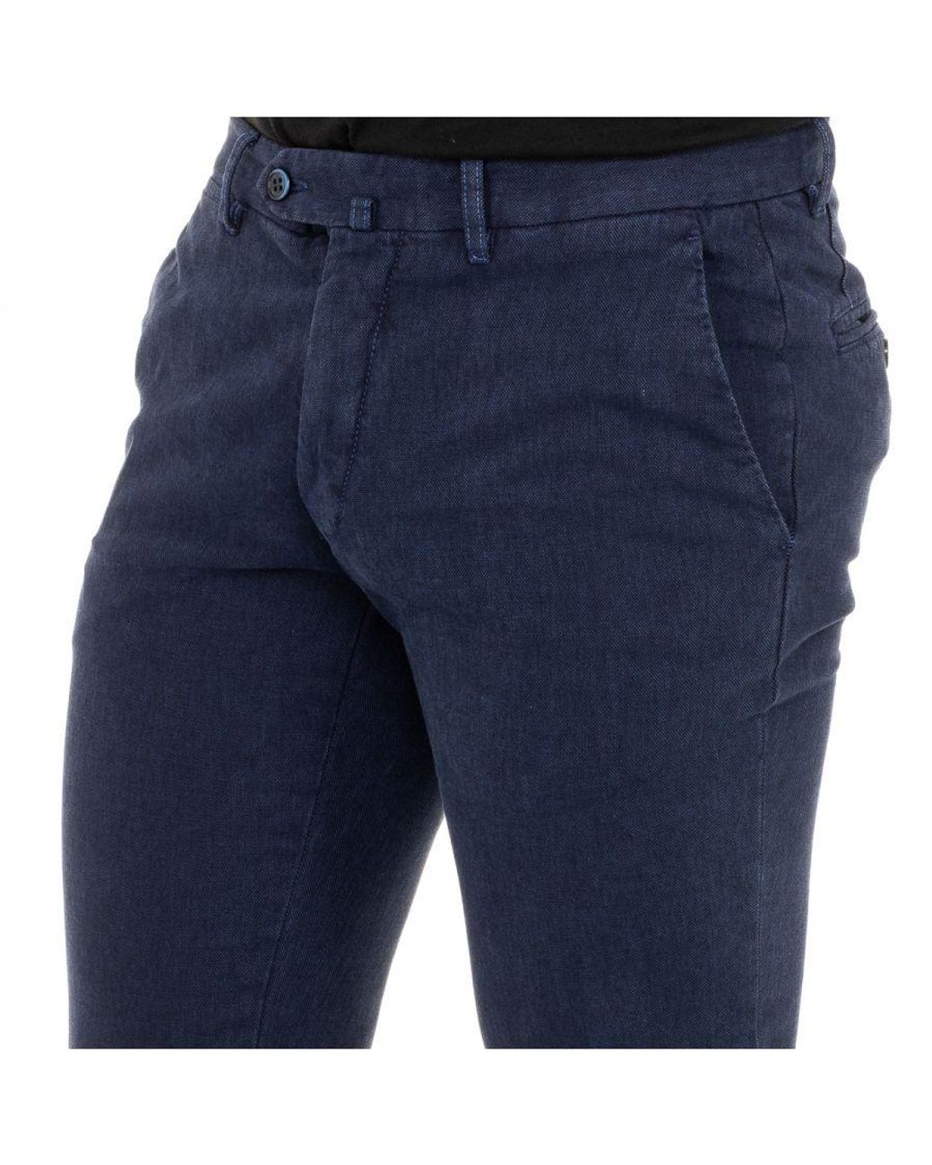 La Martina Blue Long Trousers With Straight Cut Hems Kmta01 for men