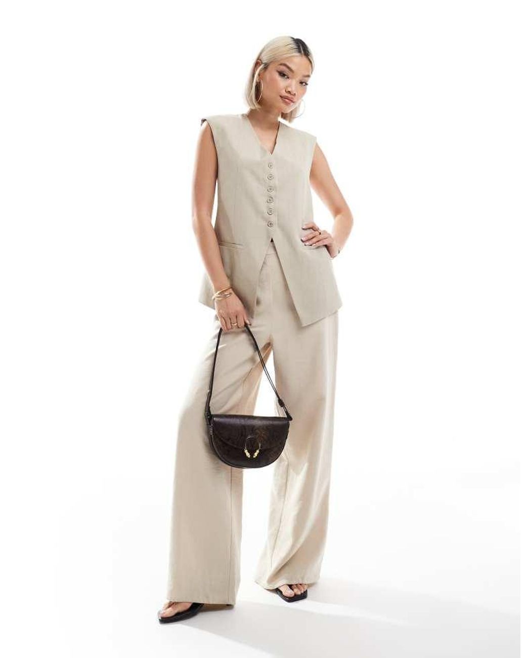 ASOS Natural Longline Exaggerated Shoulder Waistcoat