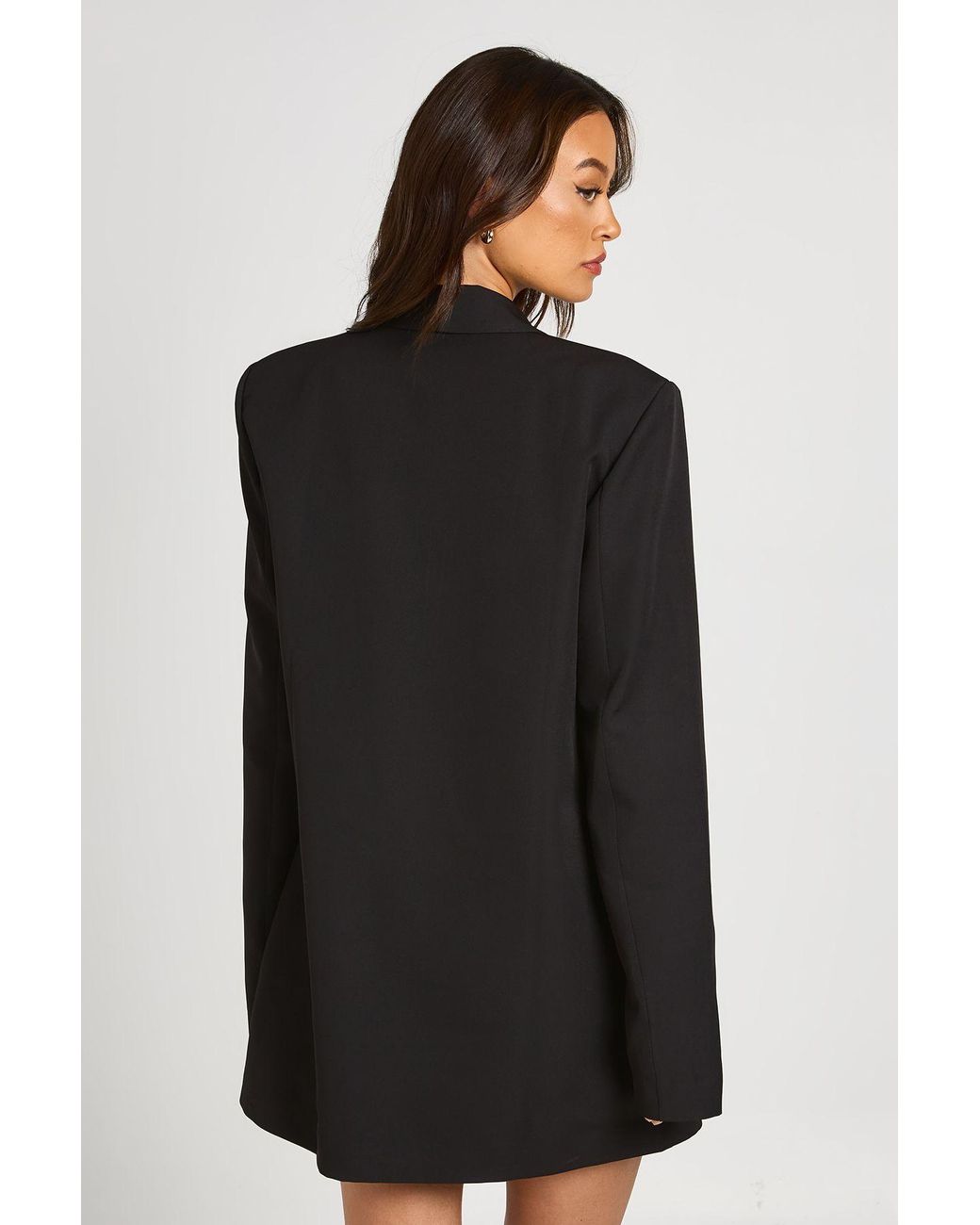 Boohoo Black Tall Shoulder Pad Plunge Oversized Blazer