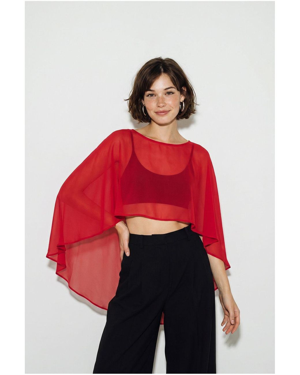 Bianco Lucci Red Elastane Blouse