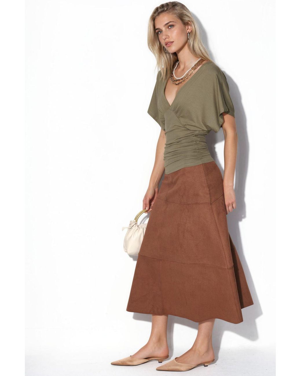 Busem Multicolor Slim Fit V-Neck Jersey Blouse