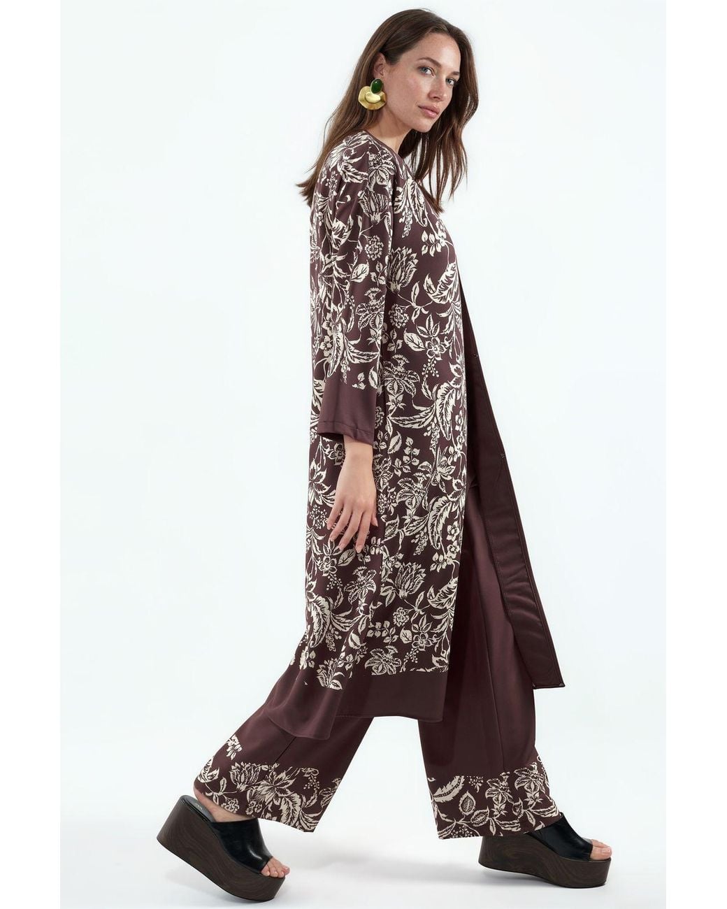 Msn-Collection Multicolor Floral Tunic And Wide-Leg Pants Set