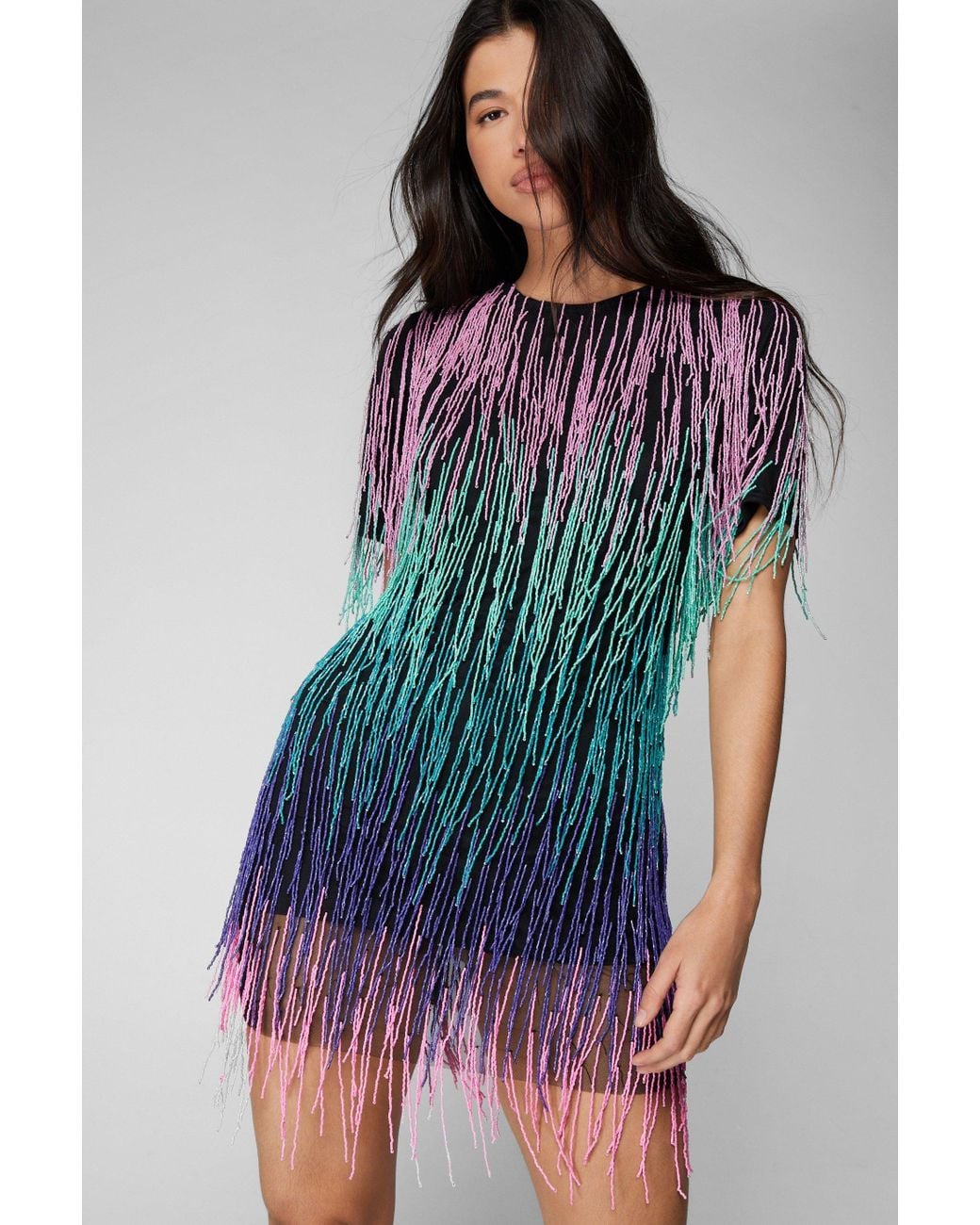 Nasty Gal Tassel Beaded Shift Dress | Lyst UK