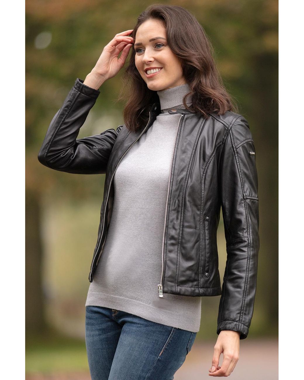 Monom Black 'Victoria' Real Leather Slim Fit Fashion Biker Jacket