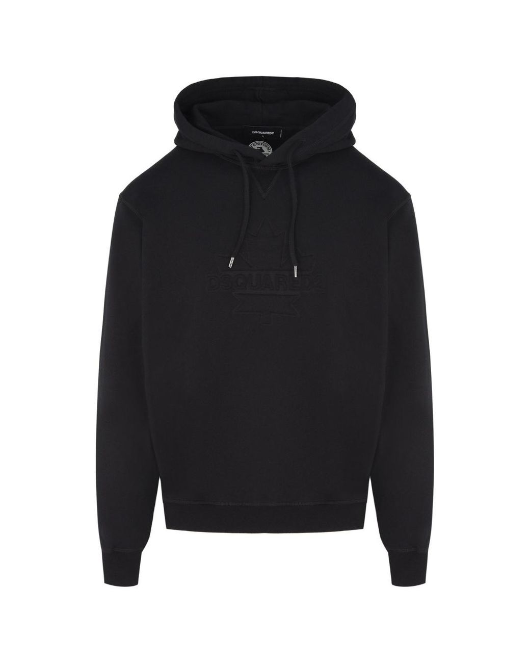 DSquared² Black Cool Fit Embossed Maple Leaf Logo Hoodie Cotton for men