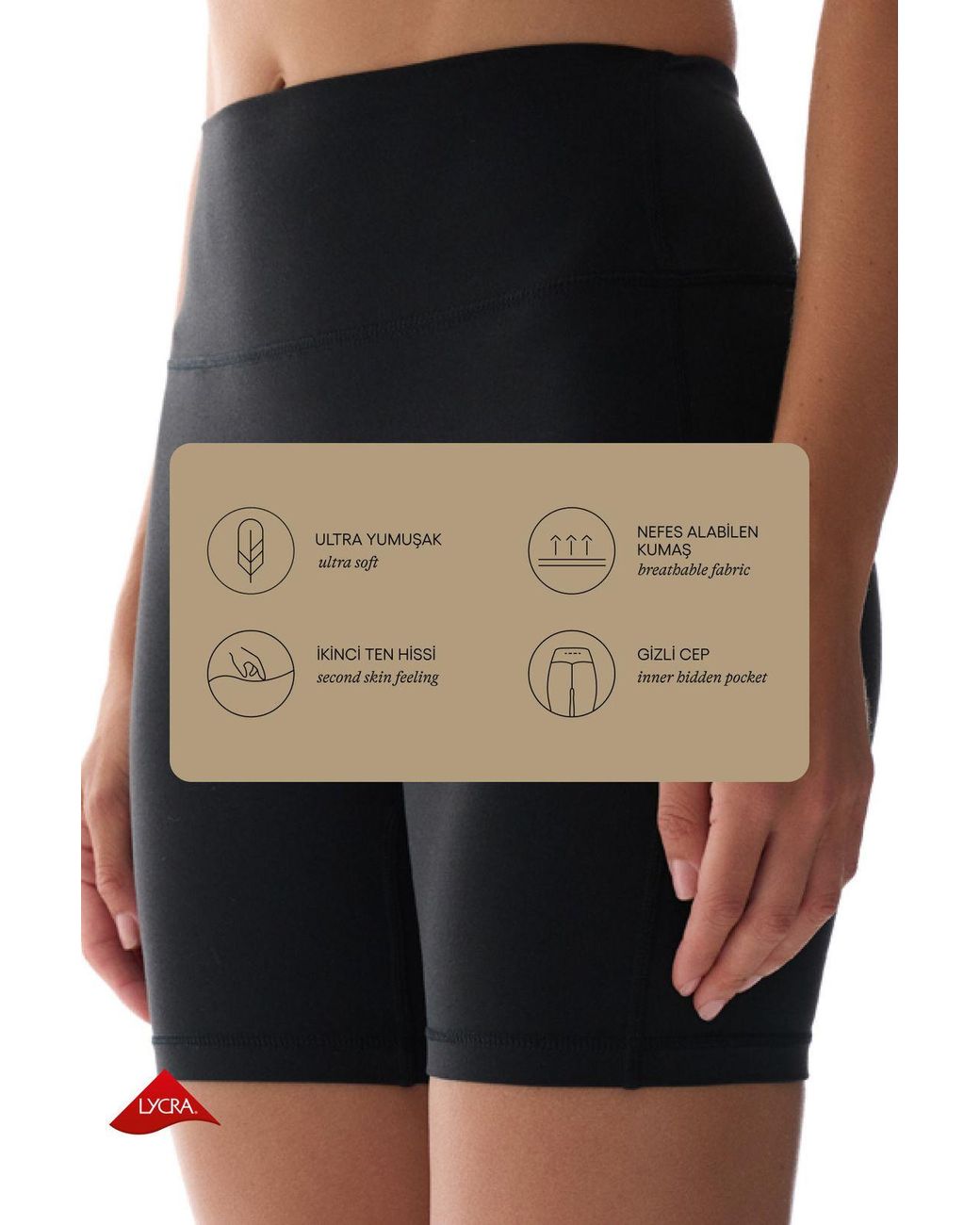Penti Black Lycra Light Support High Waist Short Tights