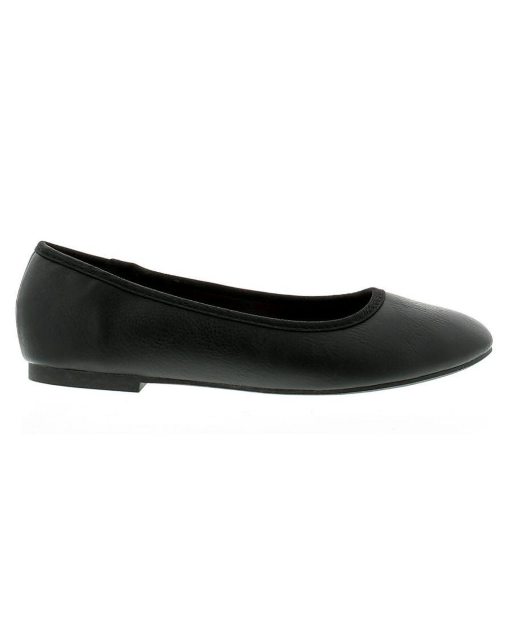 Platino Black Flat Shoes Christina Slip On