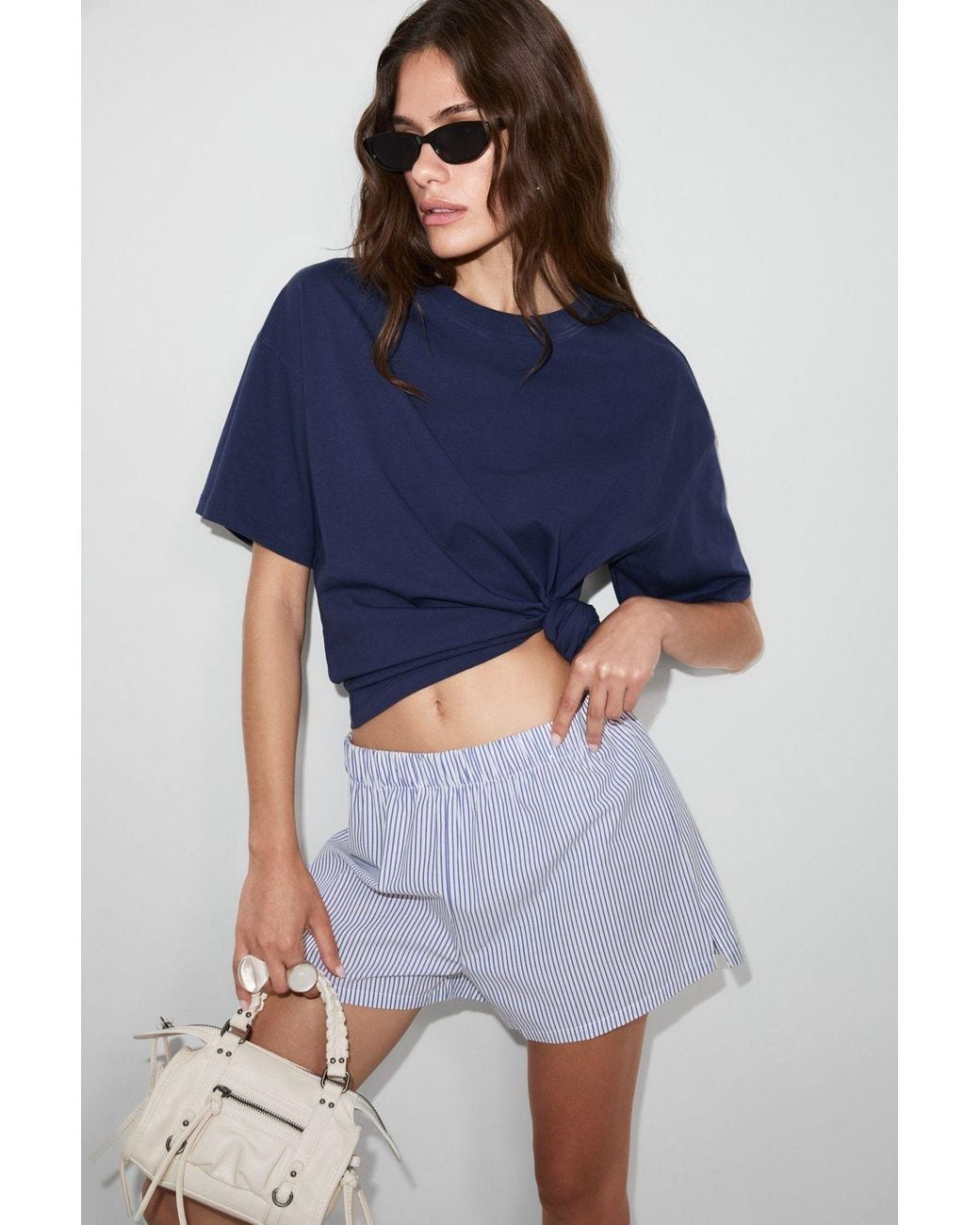 Grimelange Blue Oversized Crew Neck T-Shirt