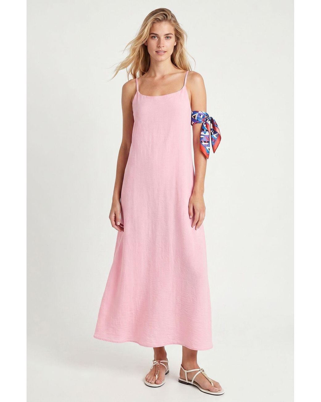 Happiness İstanbul Pink Cotton Poplin Midi Slip Dress