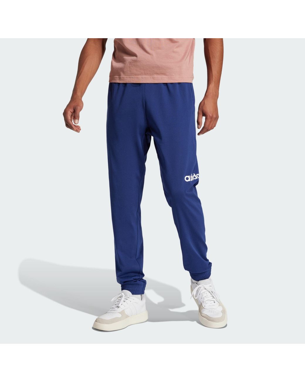 Adidas Blue Essentials Linear Single Jersey Pants for men