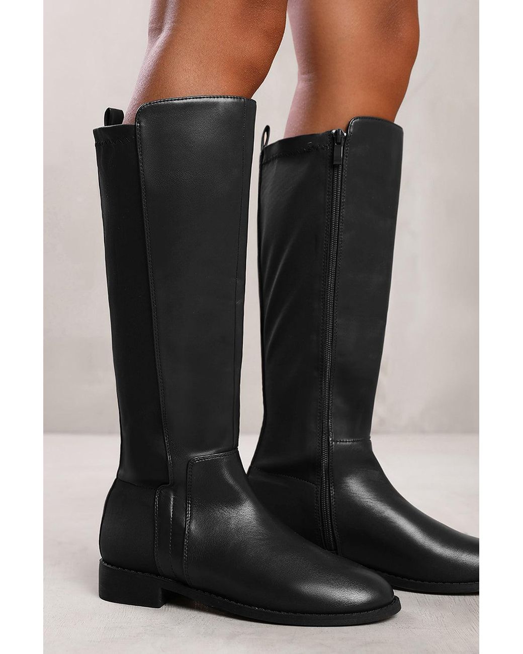 Where's That From Black Wheres 'Vanda' Knee High Boots With Side Zip