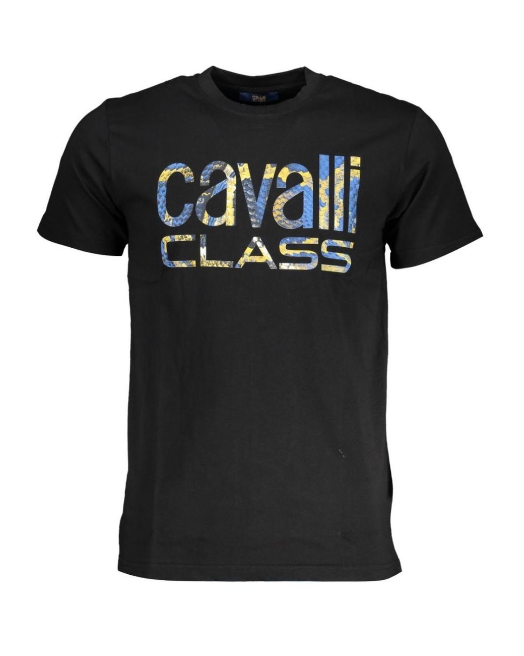 T-shirt Roberto Cavalli Imprimé Tigre Et Logo - Taille XL, Coton Bleu, Neuf Avec étiquettes, Fabriqué En Turquie