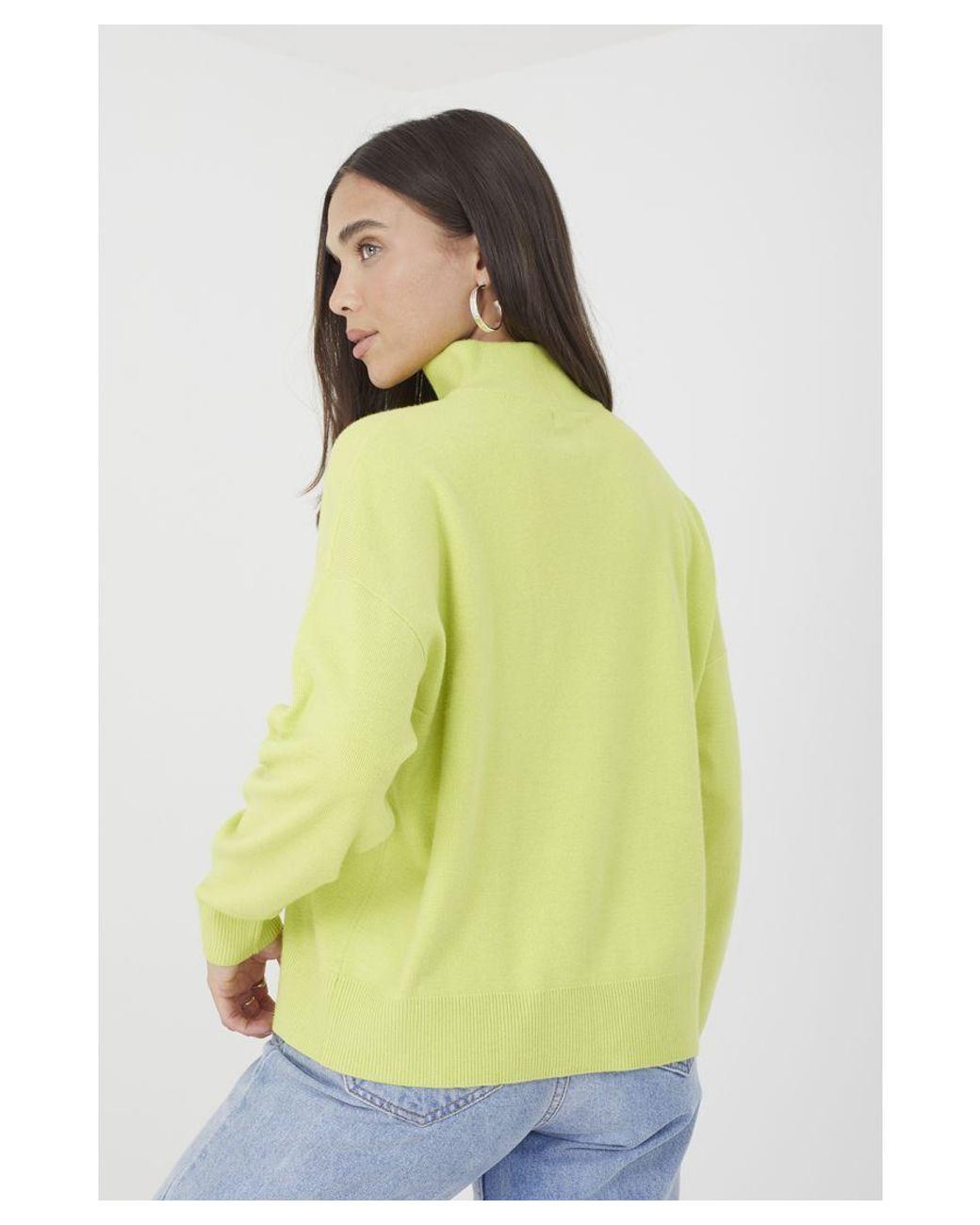 Brave Soul Multicolor Lime 'Joey' 1/2 Zip Knitted Jumper