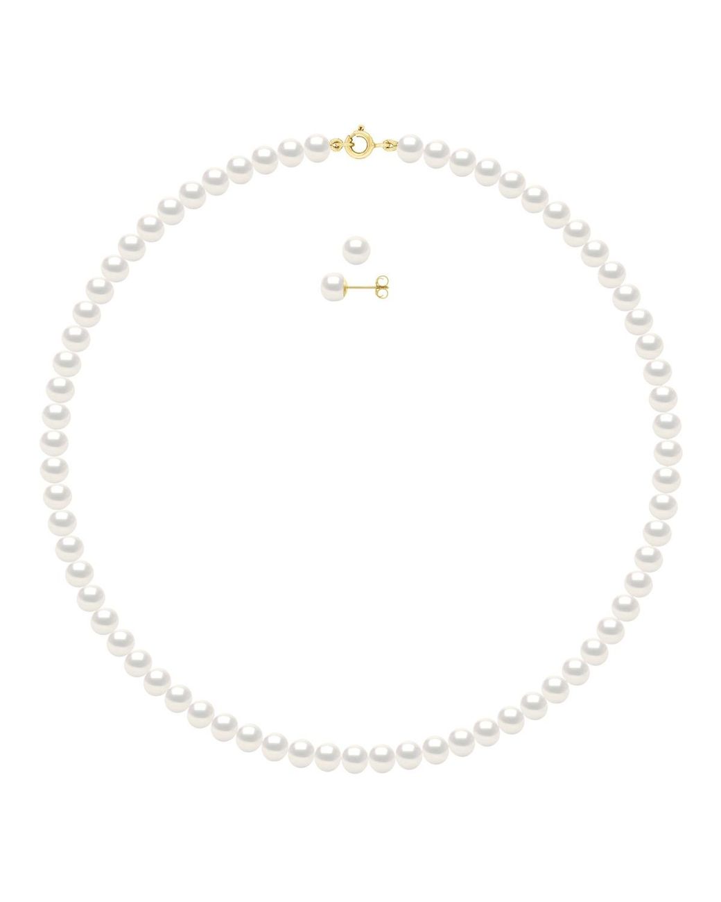 Ateliers Saint Germain White Set Being Composed Of Necklace Of Real Cultured Freshwater Pearls Semi Round 6-7 Mm