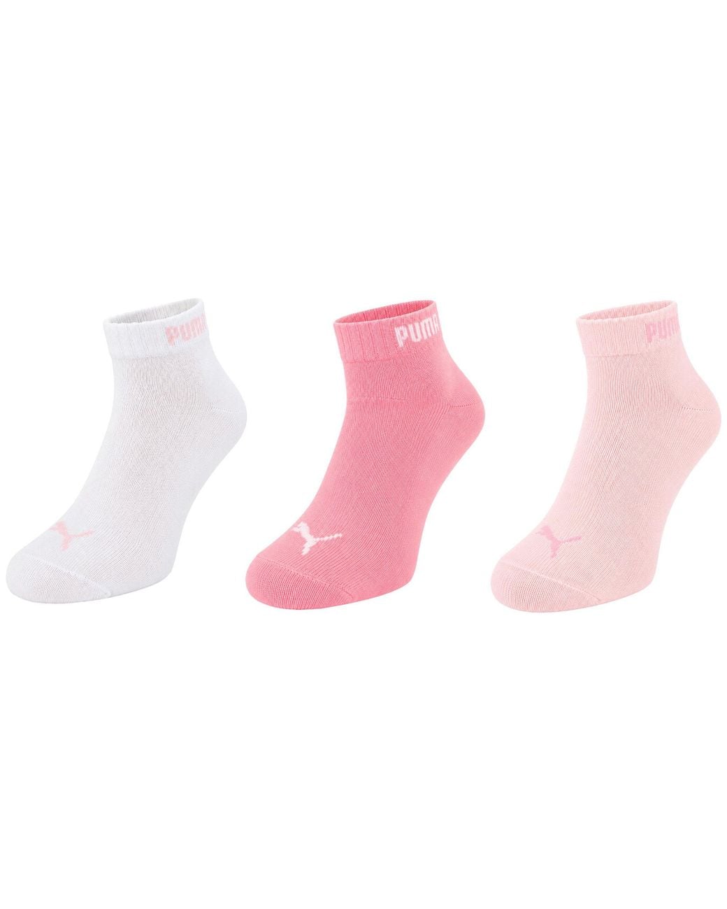 PUMA Pink 3-Pack Basic Quarter Assorted Socks for men