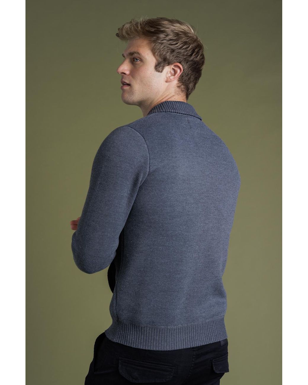 Kensington Eastside Gray Zip-Through Cardigan With Fleece Lining for men
