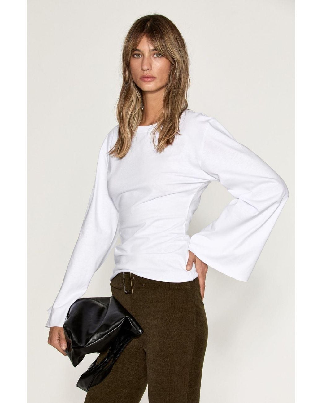 Grimelange White Fitted Crew Neck T-Shirt