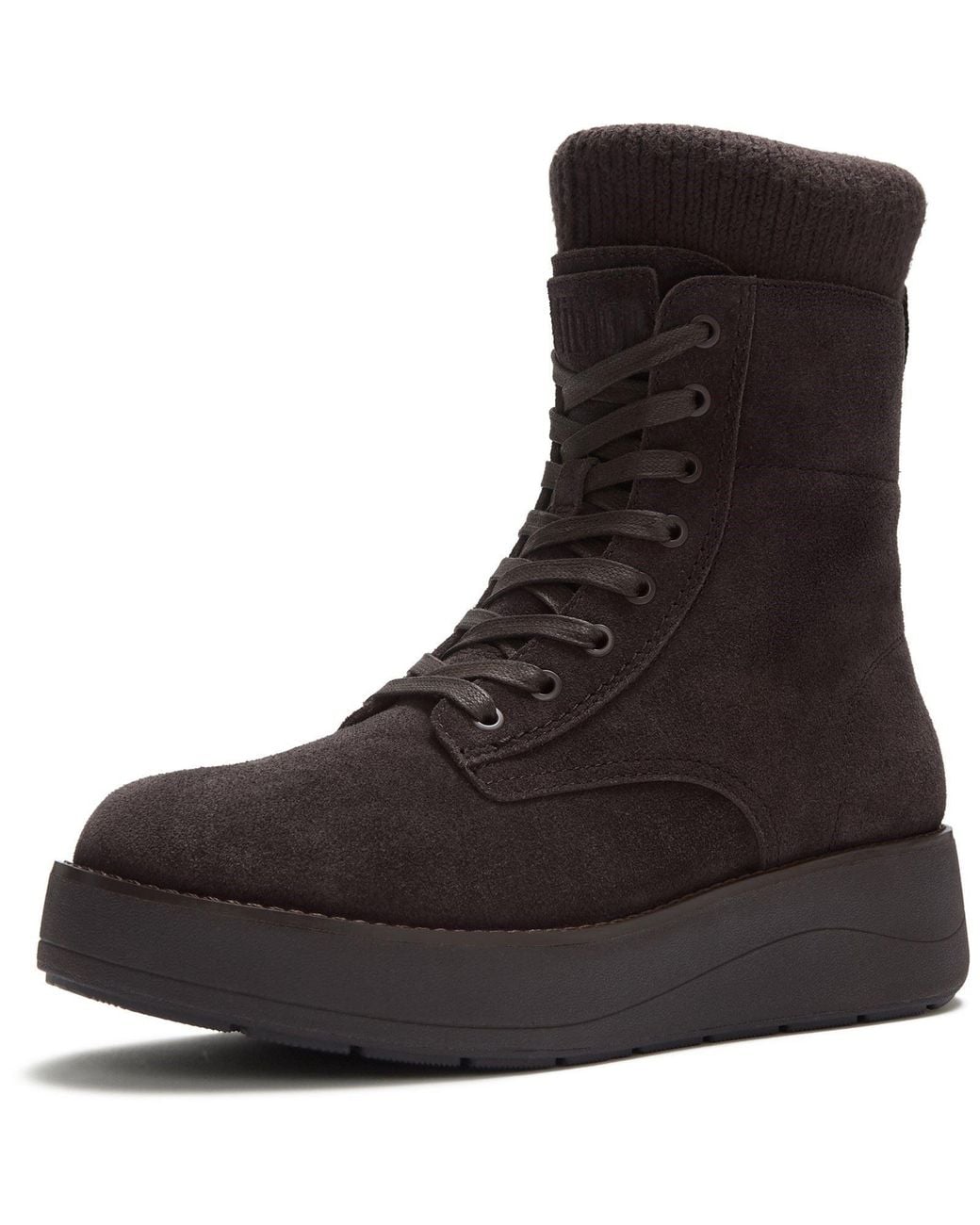 Fitflop Black Gen-Ff Roam Knit Suede Chocolate Boots