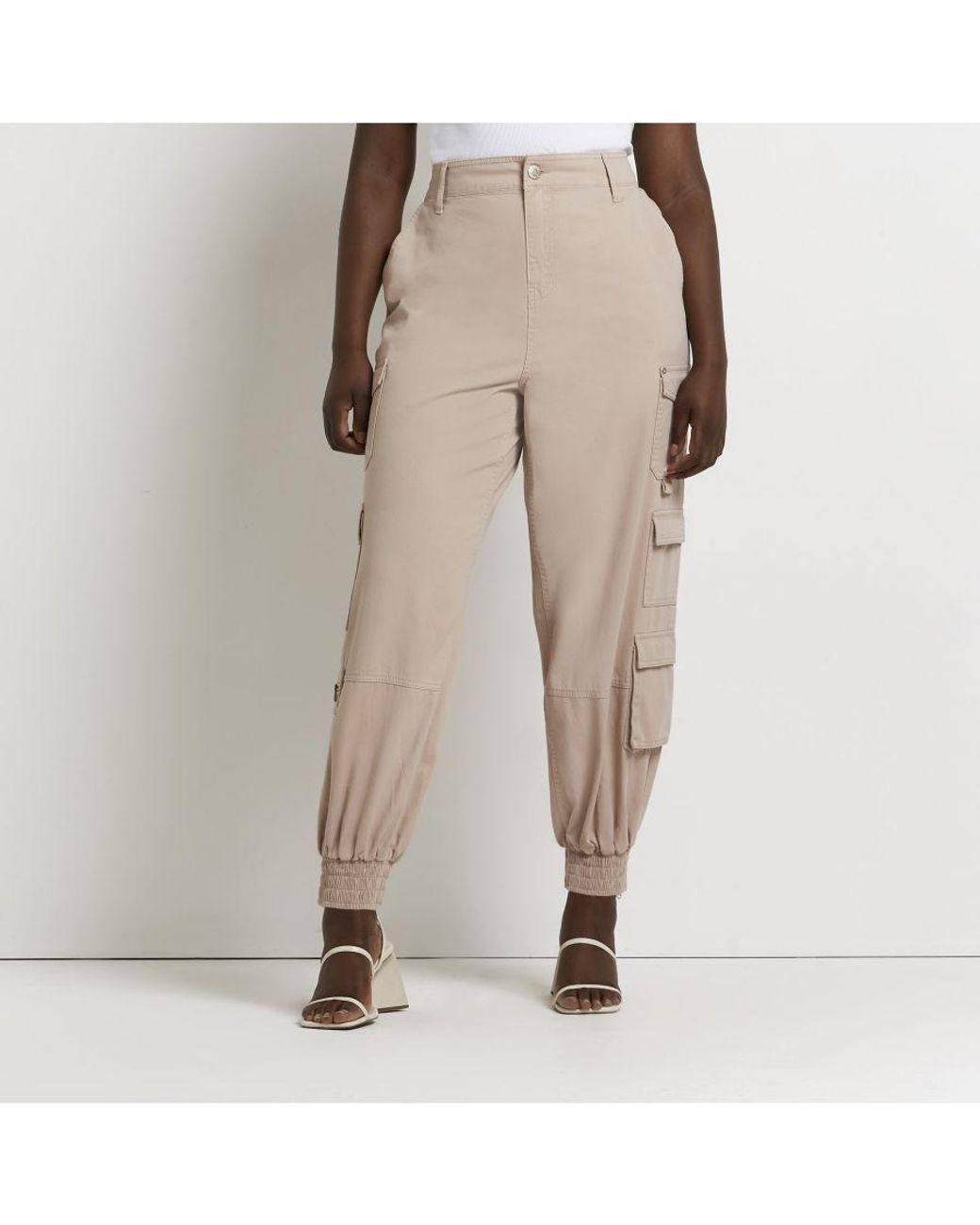 River Island Cargo Trousers Plus Size in Natural Lyst UK
