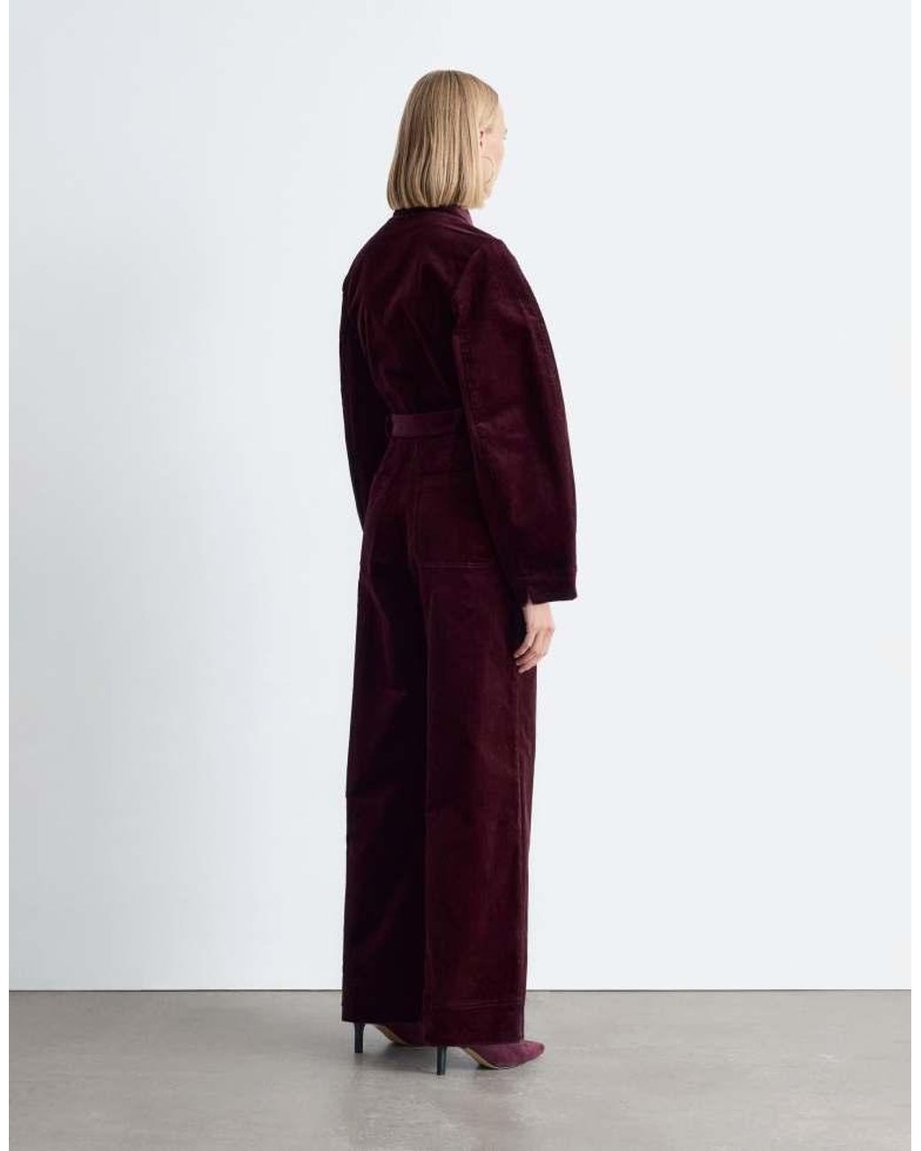 & Other Stories Red Belted Corduroy Jumpsuit