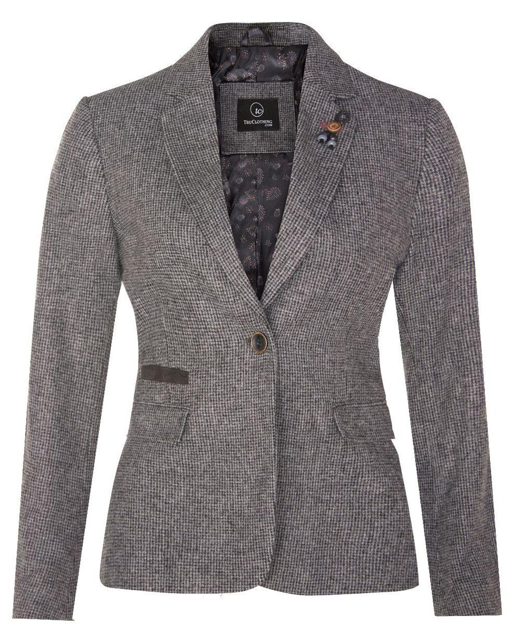 TruClothing Gray Tweed 1920S Herringbone Blazer Canvas