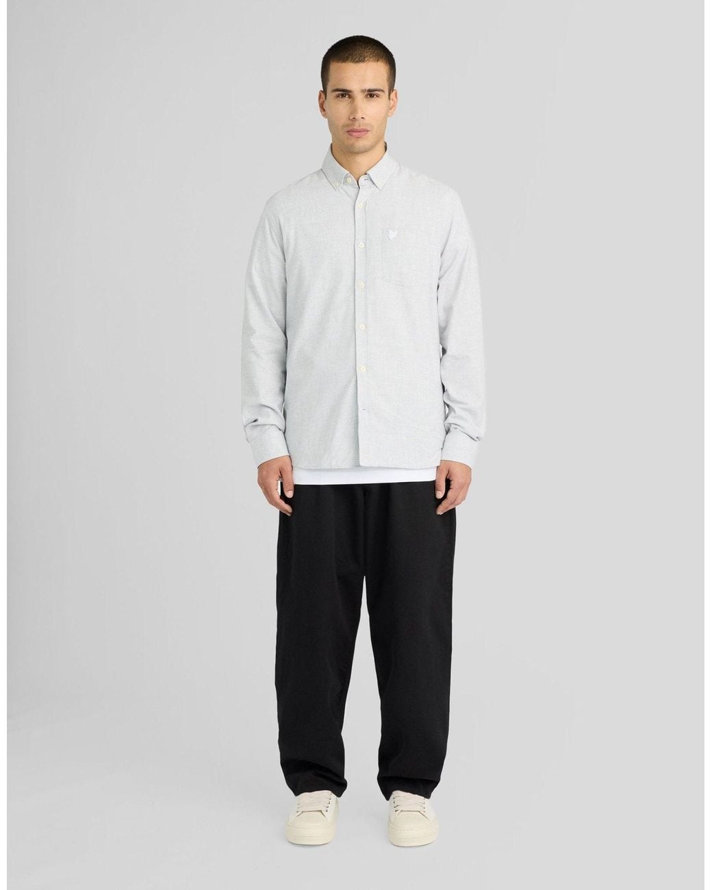 Lyle & Scott White Micro-Houndstooth Shirt for men