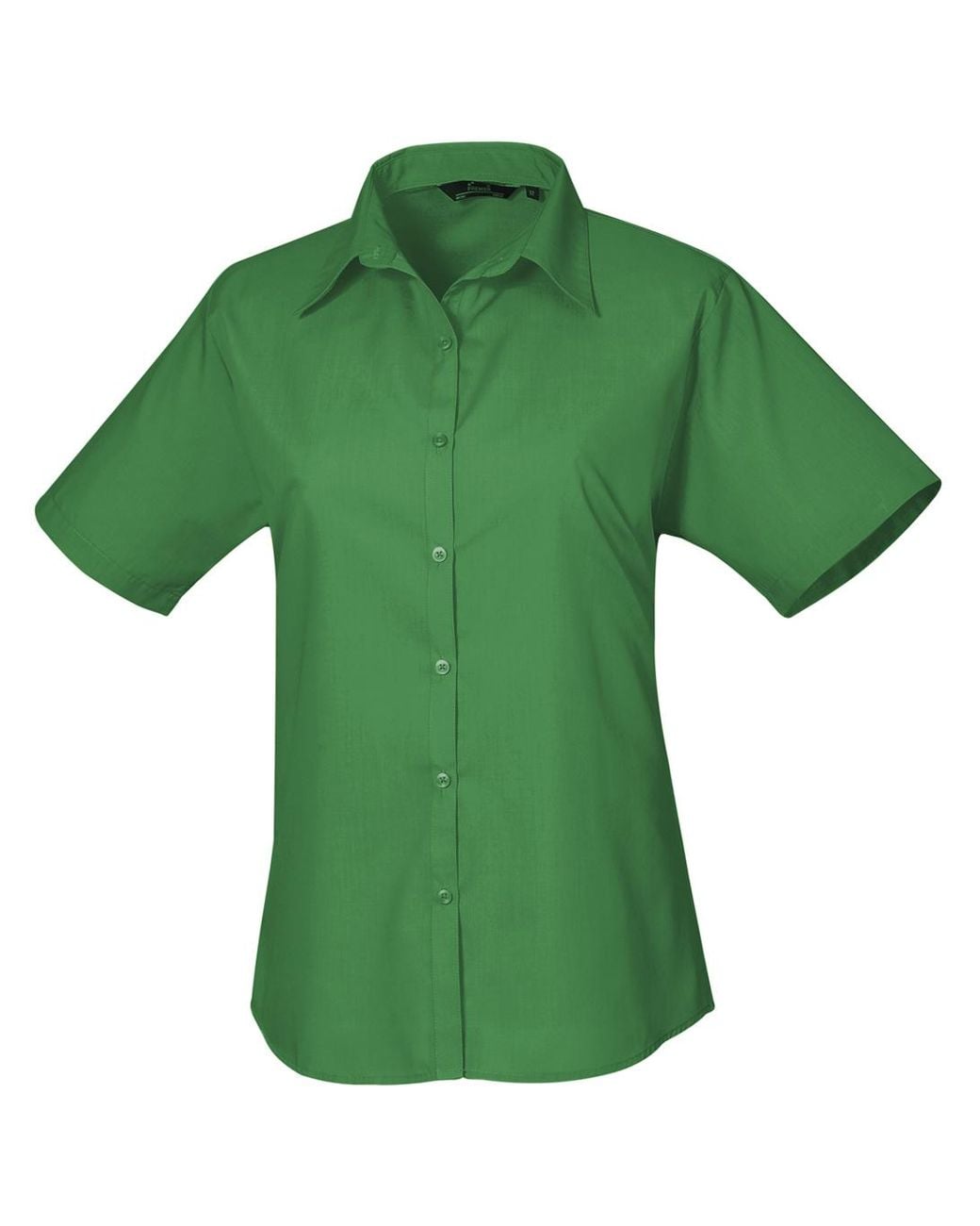 PREMIER Green Short Sleeve Poplin Blouse Plain Work Shirt